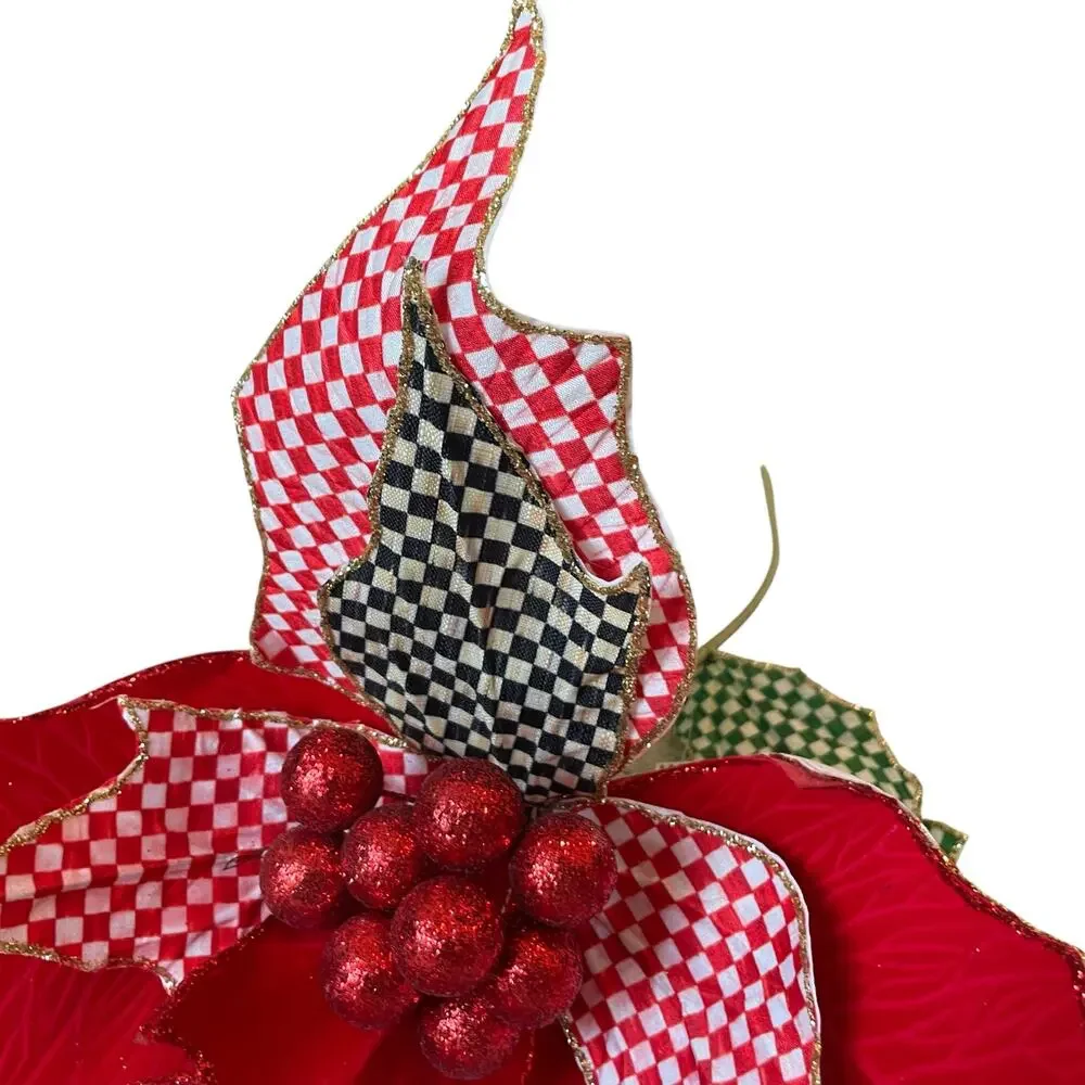 NEW MacKenzie Childs Jumbo Poinsettia Stem 24in Festive Christmas Holiday Decor